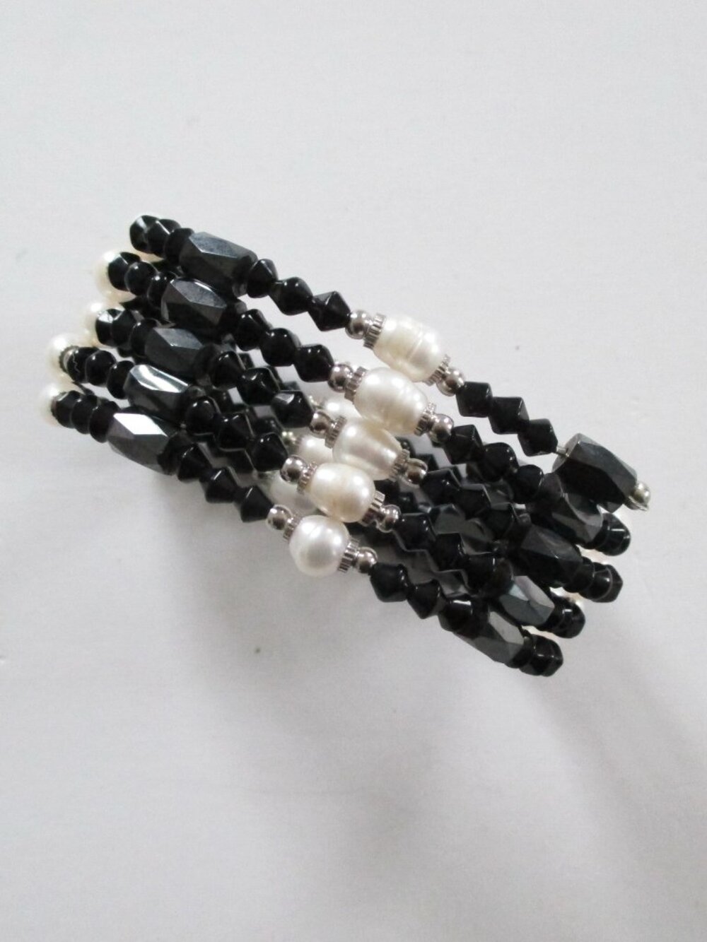 Hematite Onyx Freshwater Pearl Bead Wrap